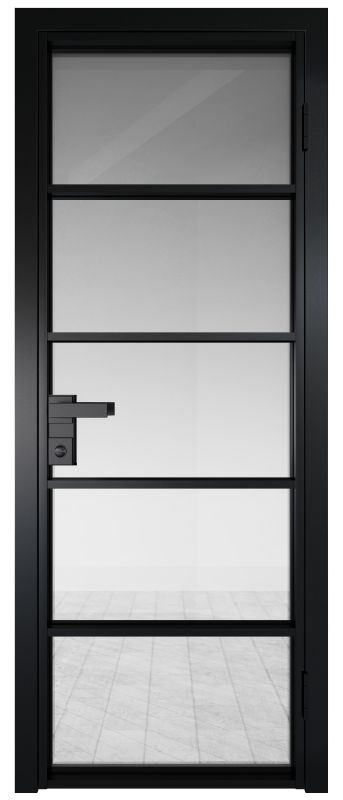 Дверь 14AG Черный матовый ст.прозрачное 2000*800 (190) заглушка Черный