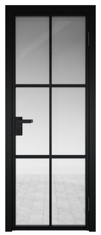 Дверь 3AG Черный матовый ст.прозрачное 2000*800 (190) заглушка Черный