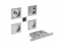 COMIT Комплект ручек с заверткой WC для раздвижных дверей квадратные матовый хром